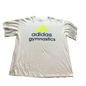 VTG Adidas Shirt Adult Extra Large White Gymnastics Front‎ Logo Activewear Mens